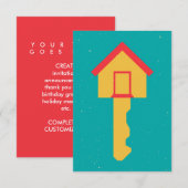 Zuhause-Taste Einladung (Vorne/Hinten)