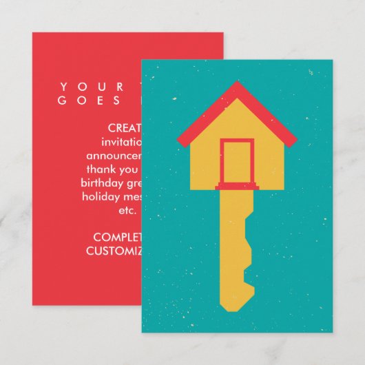 Zuhause-Taste Einladung (Vorne/Hinten)