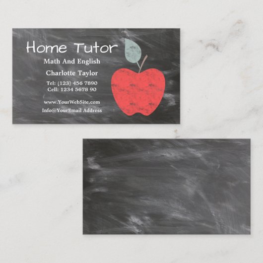 Zuhause Tutor-Lehrer Apple Scrubbed Chalkboard V2 Visitenkarte (Vorne/Hinten)