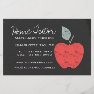 Zuhause Tutor Teacher Apple Chalkboard Flyer