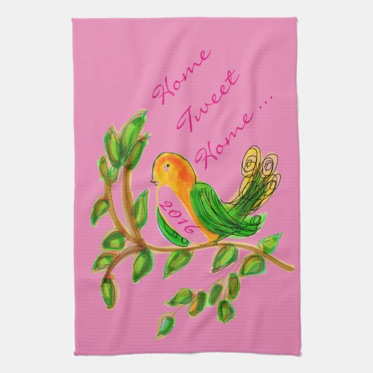 Zuhause Tweete Zuhause Geschirrtuch (Vertikal)