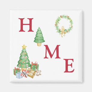 Zuhause Typografie Weihnachtsfeiertag Magnet