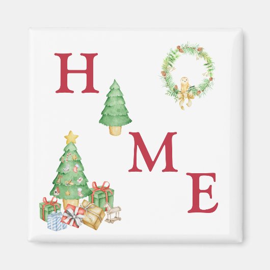 Zuhause Typografie Weihnachtsfeiertag Magnet (Vorne)