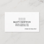 Zuhause Umbau der Renovierung Visitenkarte (Rückseite)