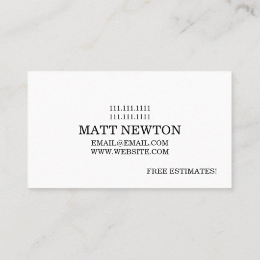 Zuhause Umbau der Renovierung Visitenkarte (Rückseite)