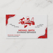 Zuhause- und Büroreinigung Rote Logos Monogramm Visitenkarte (Vorderseite)