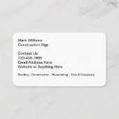 Zuhause- und Dachgeschosskarten Visitenkarte (Rückseite)