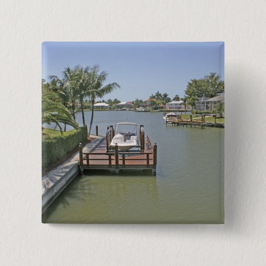 Zuhause und Docks auf dem Kanal Marco Island Flori Button (Vorderseite)
