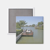 Zuhause und Docks auf dem Kanal Marco Island Flori Magnet (Vorderseite/Rückseite)