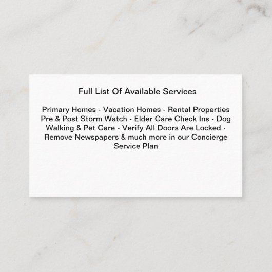 Zuhause- und Hausüberwachung Visitenkarte (Rückseite)