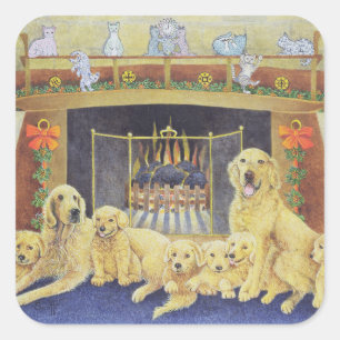 Zuhause und Herd Quadratischer Aufkleber