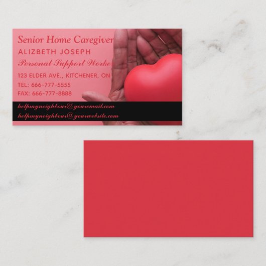 Zuhause- und Pflegedienste Visitenkarte (Vorne/Hinten)