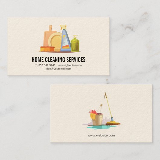 Zuhause und Reinigung von Unternehmen Visitenkarte (Vorne/Hinten)