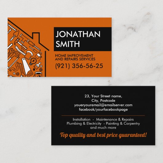 Zuhause- und Reparaturdienstleistungen Visitenkarte (Vorne/Hinten)