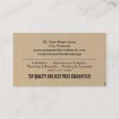 Zuhause- und Reparaturdienstleistungen Visitenkarte (Rückseite)