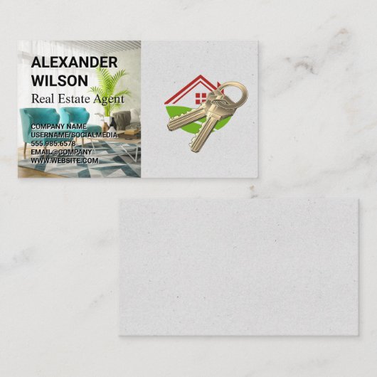 Zuhause und Schlüssel | Inneres Visitenkarte (Vorne/Hinten)
