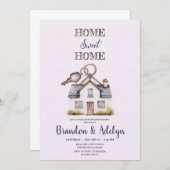 ZUHAUSE UND SCHLÜSSELHAUS ERWÄRMUNG EINLADEN EINLADUNG (Vorne/Hinten)