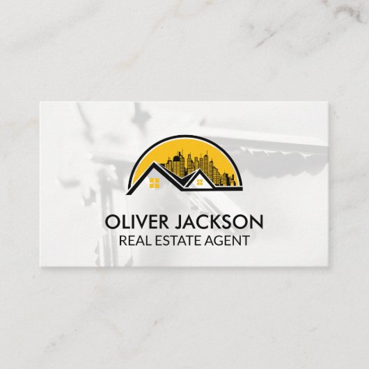 Zuhause und Skyline-Symbol | Schlüssel Visitenkarte (Vorderseite)
