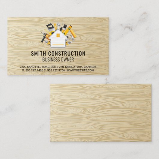 Zuhause und Tools | Holz Visitenkarte (Vorne/Hinten)