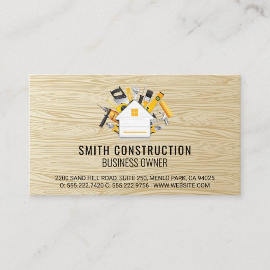Zuhause und Tools | Holz Visitenkarte (Vorderseite)