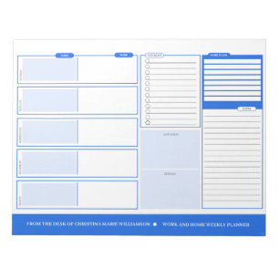 Zuhause und wöchentlicher Blue Desck-Planer Notizblock