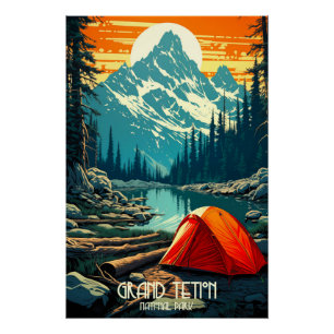 Zuhause unter den Giganten Grand Teton Camping Poster