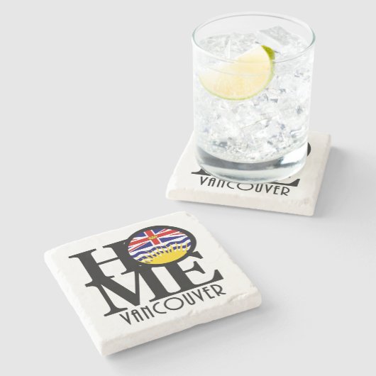 ZUHAUSE Vancouver (BC Flag) Steinuntersetzer (Seitenansicht)