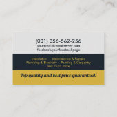 Zuhause-Verbesserung und -Reparatur Visitenkarte (Rückseite)