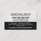 Zuhause-Verbesserung und -Reparatur Visitenkarte (Rückseite)