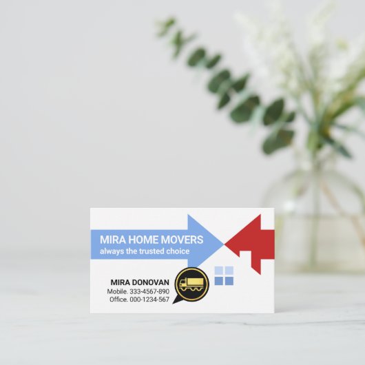 Zuhause-Verschieben der Transportzielpfeile Visitenkarte (Stehend Vorderseite)