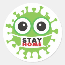 Zuhause-Virus mit Maske bleibe Runder Aufkleber