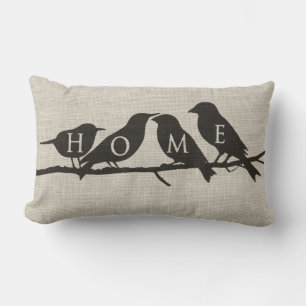 ZUHAUSE Vögel auf einer Limb Burlap Lendenkissen
