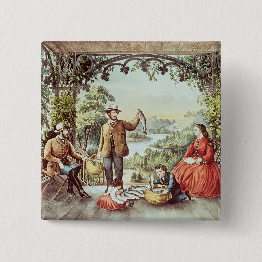 Zuhause vom Bach, die glücklichen Fischer Button (Vorderseite)