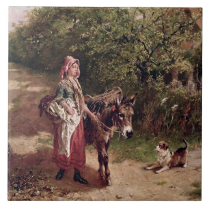 Zuhause vom Markt (Öl auf Leinwand) Fliese