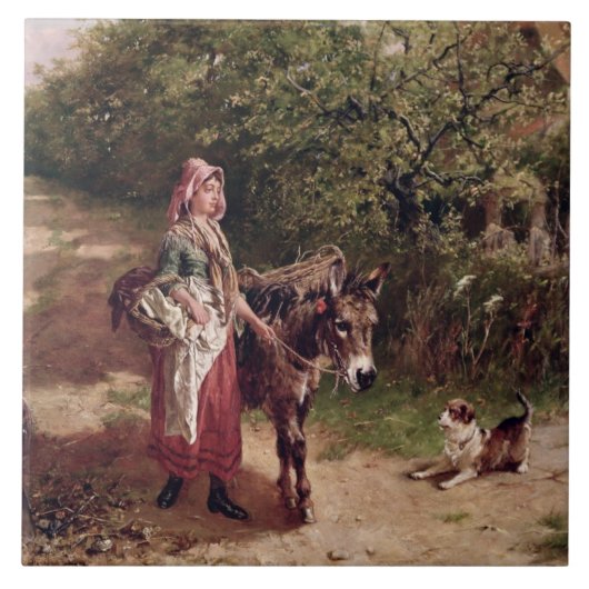 Zuhause vom Markt (Öl auf Leinwand) Fliese (Vorderseite)