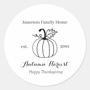 Zuhause von Autumn Harvest Pumpkin Family Runder Aufkleber