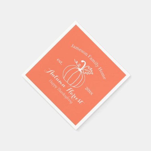 Zuhause von Autumn Harvest Pumpkin Family Serviette (Ecke)