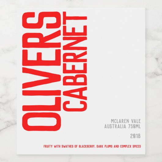 Zuhause von Rotwein Text für eigene Weinetiketten Weinetikett (Einzelnes Label)