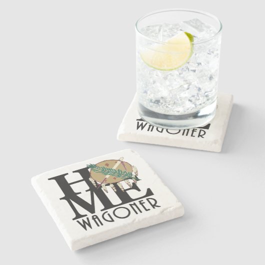 ZUHAUSE Wagoner Oklahoma Steinuntersetzer (Seitenansicht)