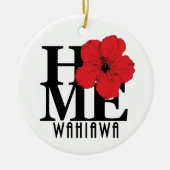 ZUHAUSE Wahiawa Hawaii Roter Hibiskus Keramik Ornament (Vorne)