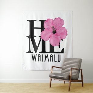 ZUHAUSE Waimalu Hawaii Pink Hibiskus Wandteppich