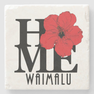 ZUHAUSE Waimalu Hawaii Roter Hibiskus Steinuntersetzer