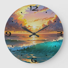 Zuhause Wall atemberaubende Sonnenuntergänge Große Wanduhr