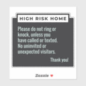 Zuhause WARNUNG MIT HOHEM RISIKO Aufkleber (Blatt)