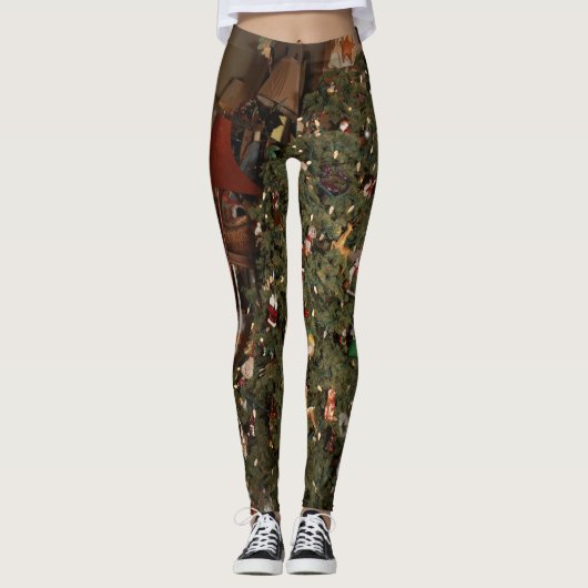 Zuhause Weihnachtsbaum mit Ornamenten Leggings (Vorderseite)
