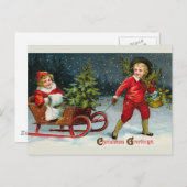 "Zuhause-Weihnachtsstechpalmen-holend" Postkarte (Vorne/Hinten)