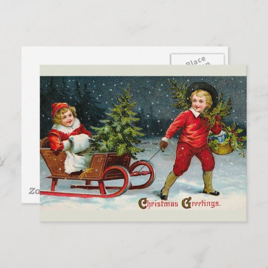"Zuhause-Weihnachtsstechpalmen-holend" Postkarte (Vorne/Hinten)