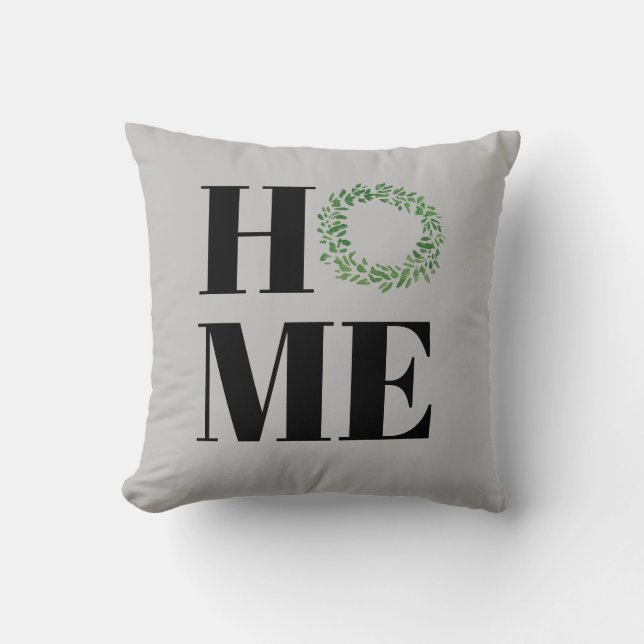 Zuhause Welcome Wreath Throw Kissen (Vorderseite)