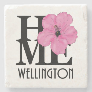 ZUHAUSE Wellington FL Pink Hibiskus Steinuntersetzer