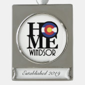 ZUHAUSE Windsor Colorado Banner-Ornament Silber (Vorderseite)